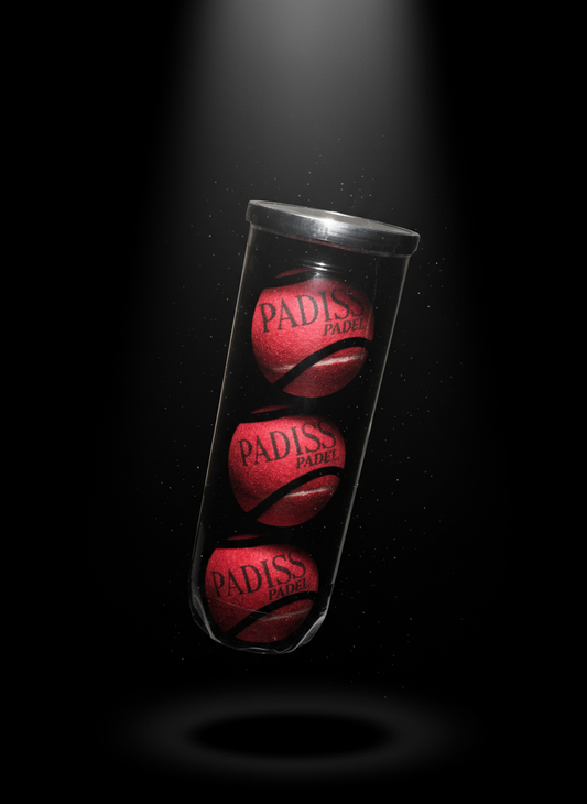 Tube de 3 balles de padel colorées rouges Lava Red haute visibilité